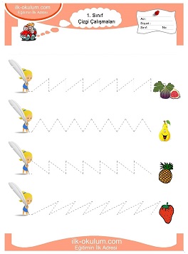 Çocuklar İçin Çizgi Çalışma Sayfaları 